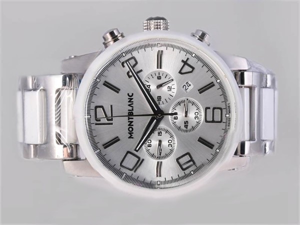 Montblanc Time Silver Dial-Authentic Ceramic Bezel Montre