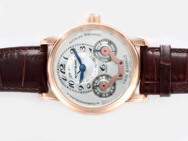 Montblanc Twin Barrels Gold Case with White Dial Montre