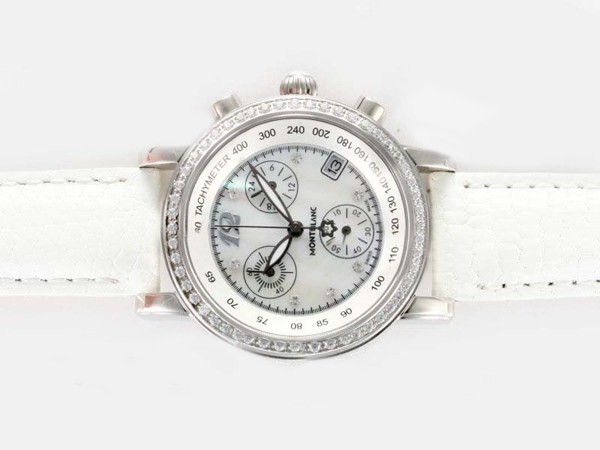 Montblanc Star Diamond Marking with White Dial-Lady Size Montre