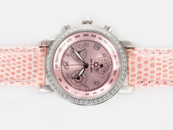 Montblanc Star Diamond Bezel with Pink Dial-Lady Size Montre