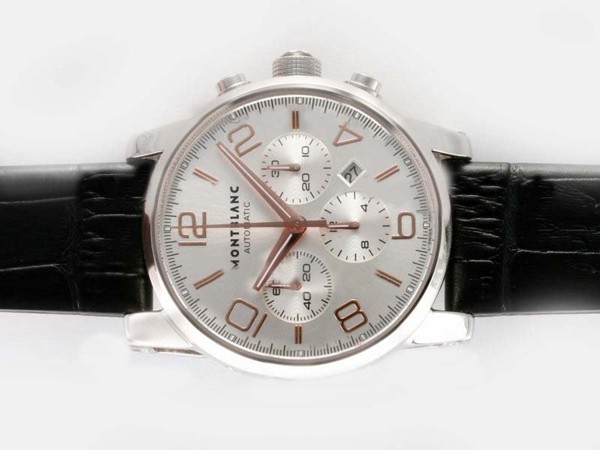 Montblanc Time Asia Valjoux 7750 Movement with Silver Dial-Rose Gold Marking Montre