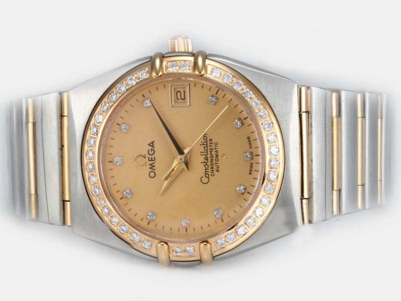 Omega Constellation Golden Dial-14K Wrapped Gold Case Montre