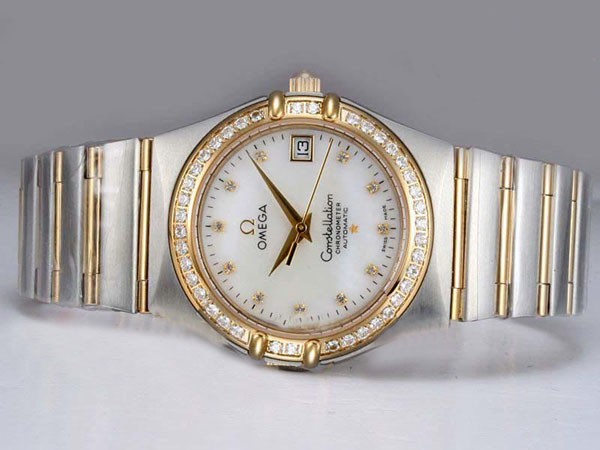 Omega Constellation Two Tone with Diamond Bezel and Marking Montre