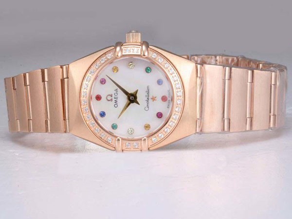 Omega Constellation Full Rose Gold with Diamond Bezel-MOP Dial Lady Size Montre