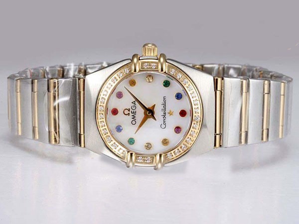 Omega Constellation Two Tone with Diamond Bezel-MOP Dial Lady Size Montre