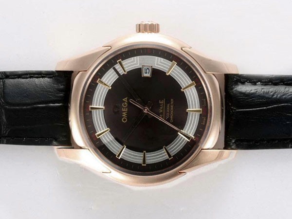 Omega Hour Vision Rose Gold Case with Brown Dial-Deployment Buckle Montre