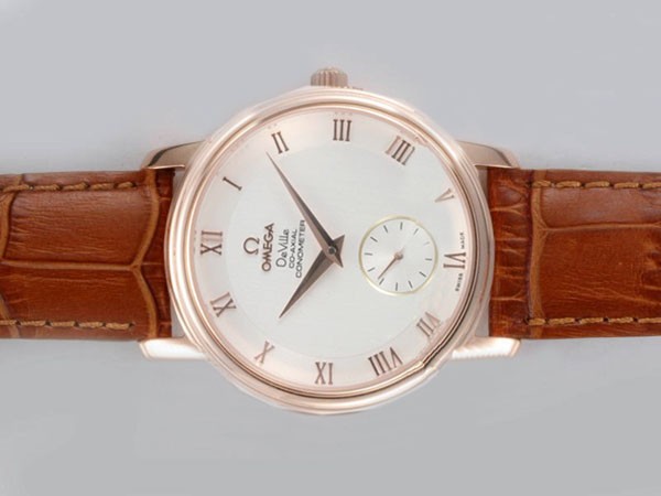 Omega De Ville Winding Rose Gold Case with White Dial Montre