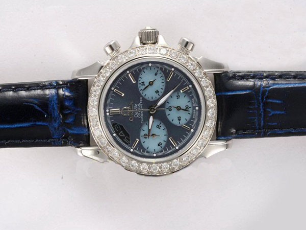 Omega De Ville Diamond Bezel with Blue Dial and Strap Lady Size Montre