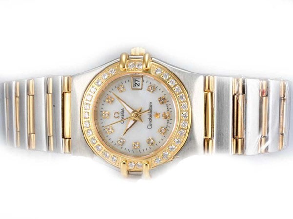 Omega Constellation Diamond Bezel and Marking with White Dial-Lady Size Montre