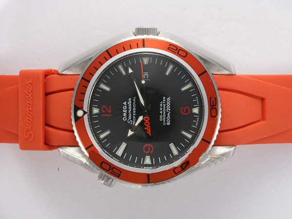 Omega Seamaster Black Dial with Orange Bezel and Rubber Strap Montre