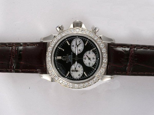 Omega De Ville Diamond Bezel with Black Dial Lady Size Montre