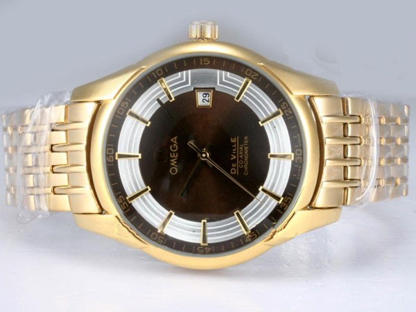 Omega Hour Vision Full Gold with Brown Dial Montre