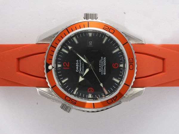 Omega Seamaster Black Dial with Orange Bezel and Rubber Strap Montre