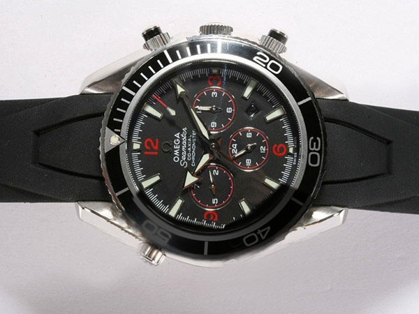 Omega Seamaster Black Bezel and Dial-Rubber Strap Montre