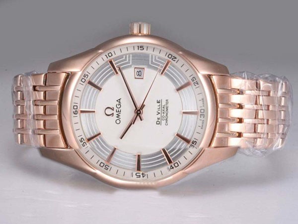 Omega Hour Vision Full Rose Gold with White Dial Montre