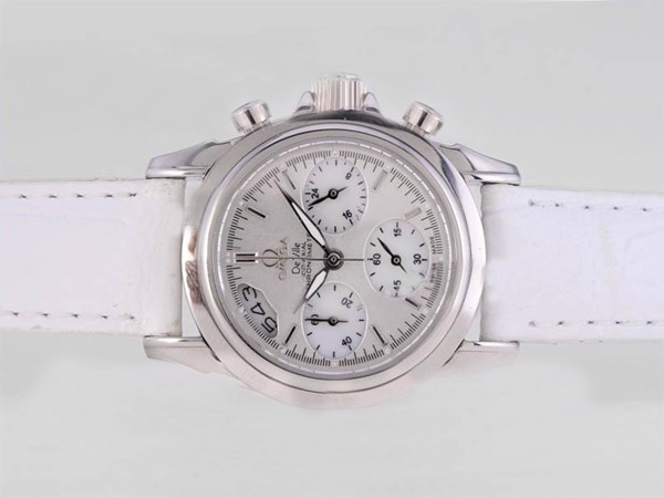 Omega De Ville White Dial and Strap- Lady Size Montre