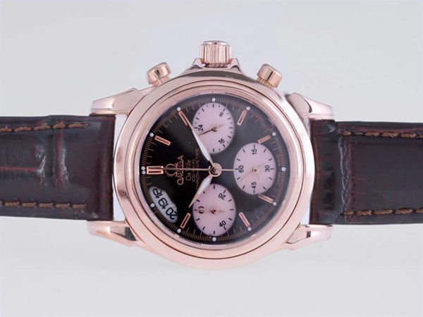 Omega De Ville Rose Gold Case with Black Dial- Lady Size Montre