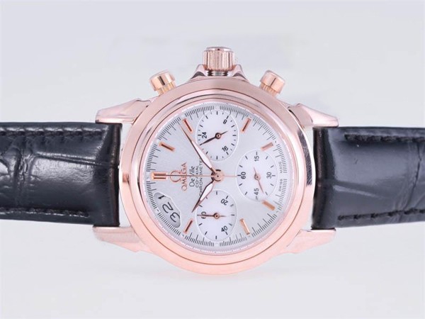 Omega De Ville Rose Gold Case with White Dial- Lady Size Montre