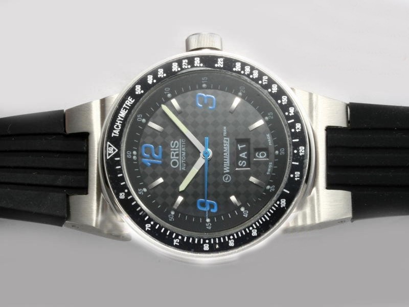 Oris Black Dial with Blue Marking-Rubber Strap Montre