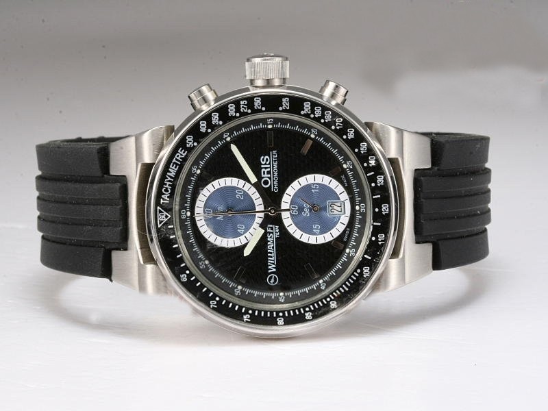 Oris Black Dial and Bezel-Rubber Strap Montre