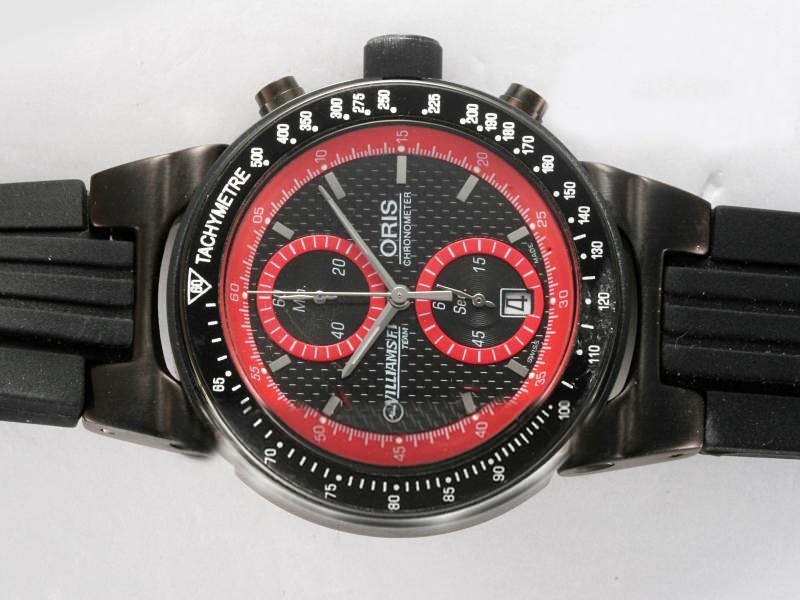 Oris PVD Case with Black Dial and Bezel-Rubber Strap Montre