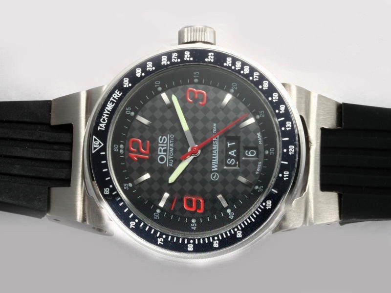 Oris Black Dial with Red Marking-Rubber Strap Montre