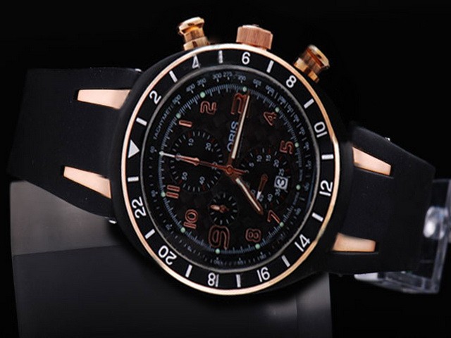Oris Rose Gold Case with Black Dial Montre
