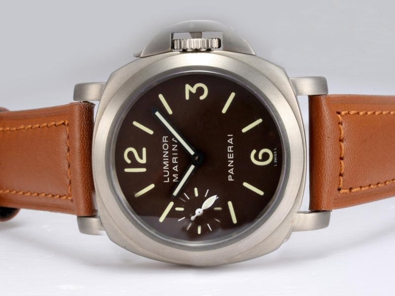 Panerai Luminor ETA Unitas 6497 Movement Manual Winding Titanium Case with Brown Dial-AR Coating Montre
