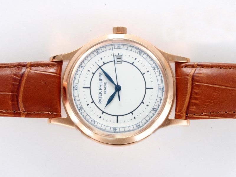 Patek Philippe Rose Gold Case With White Dial Montre