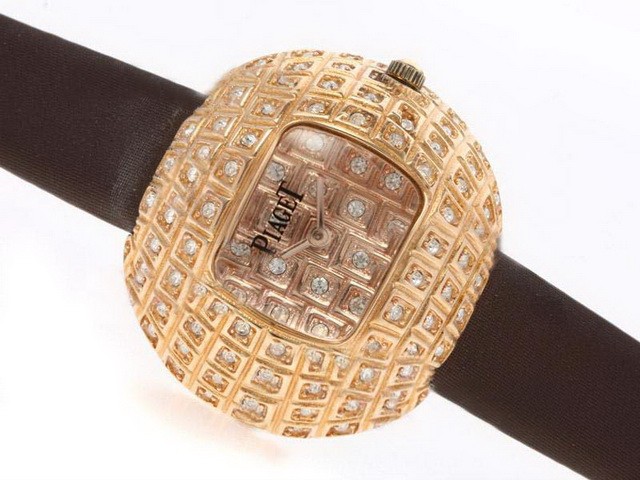 Piaget Limelight Rose Gold Case Diamonds With Brown Leather Strap Lady Size Montre