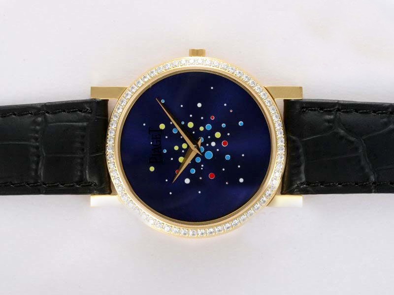 Piaget Altiplano Gold Case With Diamond Bezel-Blue Dial Lady Size Montre