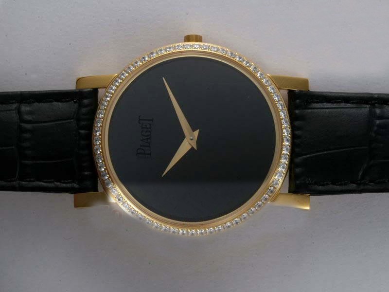 Piaget Altiplano Gold Case With Diamond Bezel-Black Dial Lady Size Montre Piaget Altiplano Gold Case With Diamond Bezel-Black Dial Lady Size Montre