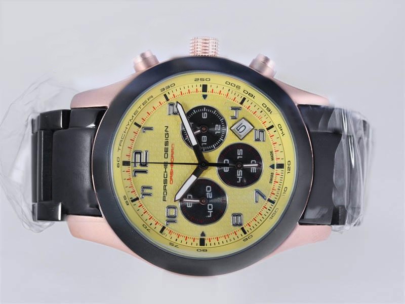 Porsche Design Rose Gold/ PVD Case-Yellow Montre