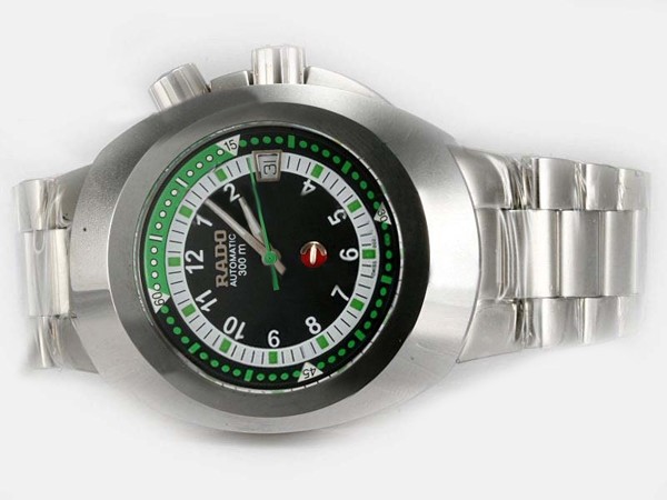 Rado DiaStar Black Dial /Green Marking-Tungsten Steel Bezel Montre