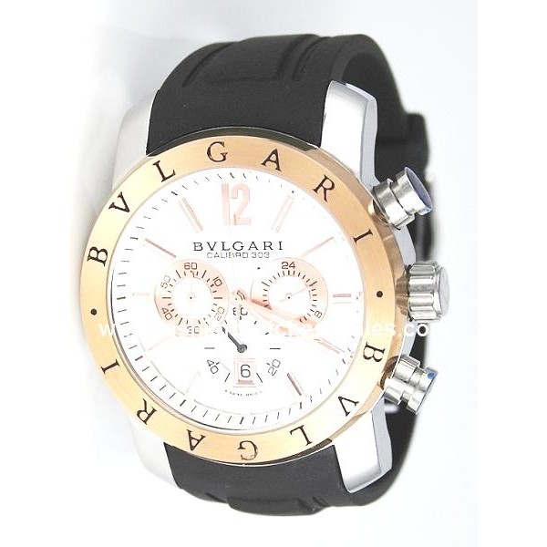 Réplique Bvlgari Calibro 414 automatique avec cadran blanc et blanc à rayures Case-Petits Hommes Calendrier CISO