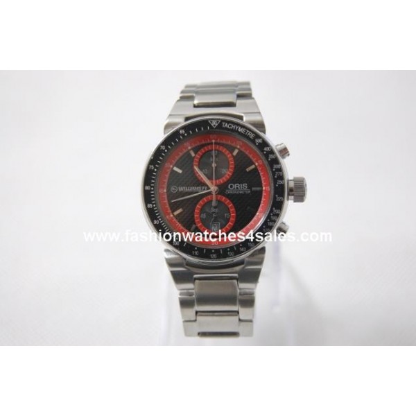 réplique Oris Williams F1 Team Working Chronograph PVD avec cadran noir et lunette-Bracelet Acier Inoxydable