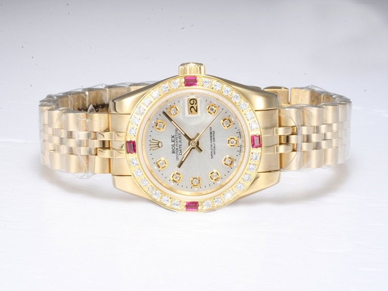 Rolex Datejust Automatic Diamond Marking And Bezel With White Dial Montre