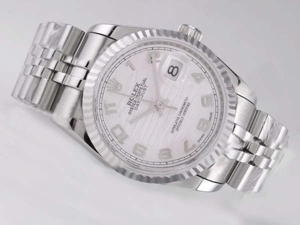 Rolex Datejust Swiss ETA 2836 White Wave Dial Number Marking Montre