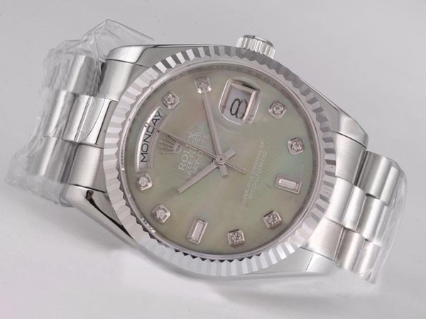 Rolex Day-Date Swiss ETA 2836 Green MOP Dial Diamond Marking Montre