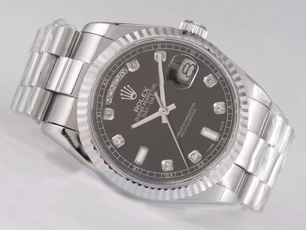 Rolex Day-Date Swiss ETA 2836 Black Dial Diamond Marking Montre