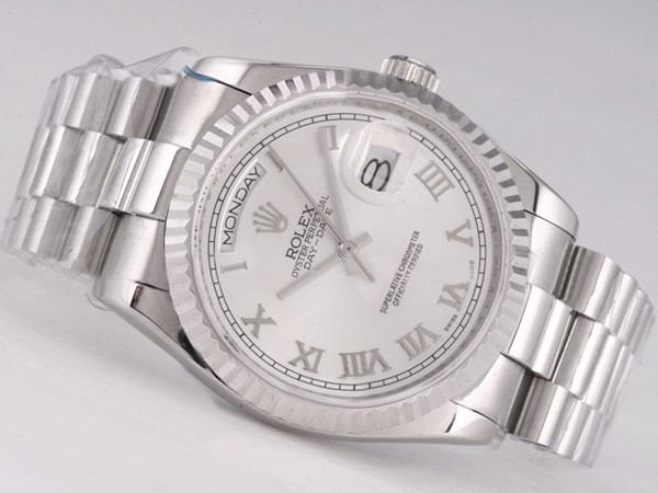 Rolex Day-Date Swiss ETA 2836 Silver Dial Roman Marking Montre Rolex Day-Date Swiss ETA 2836 Silver Dial Roman Marking Montre