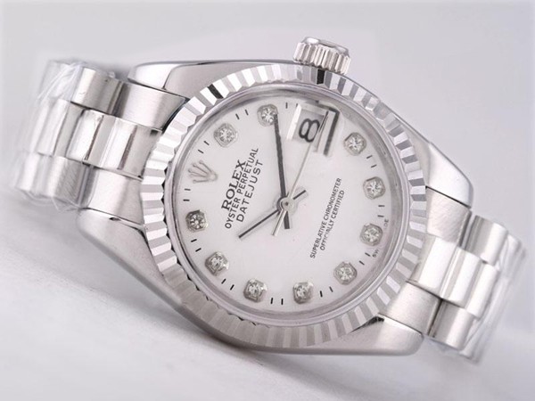 Rolex Datejust Swiss ETA 2671 White Dial Diamond Marking Lady Size Montre