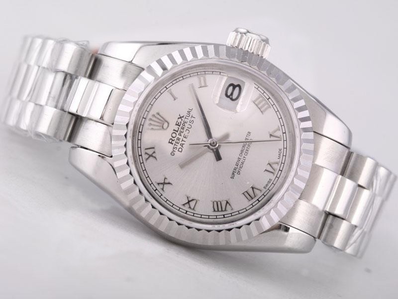 Rolex Datejust Swiss ETA 2671 Silver Dial Roman Marking Lady Size Montre