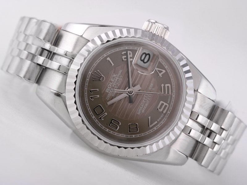 Rolex Datejust Swiss ETA 2671 Brown Wave Dial Number Marking Lady Size Montre