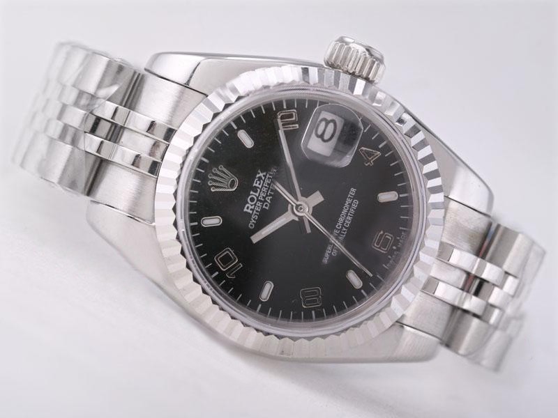 Rolex Datejust Swiss ETA 2671 Black Dial Stick/Number Marking Lady Size Montre