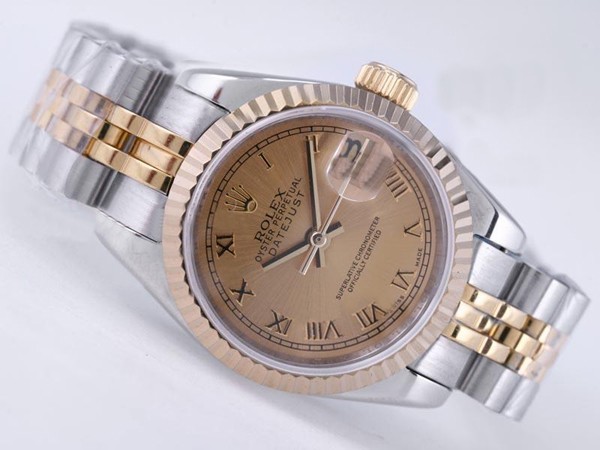 Rolex Datejust Swiss ETA 2671 Golden Dial Roman Marking Lady Size Montre