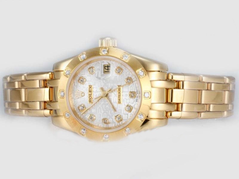 Rolex Masterpiece Full Gold Diamond Marking With Silver Computer Dial Montre