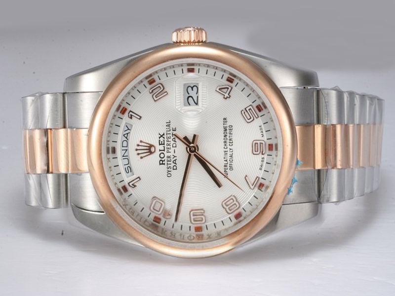 Rolex Day-Date Swiss ETA 2836 18K Rose Gold Two Tone Montre