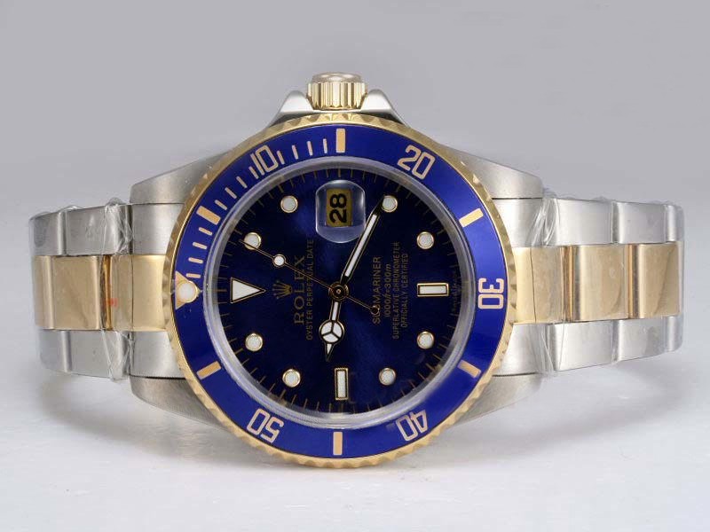 Rolex Submariner Two Tone With Blue Dial And Bezel Montre