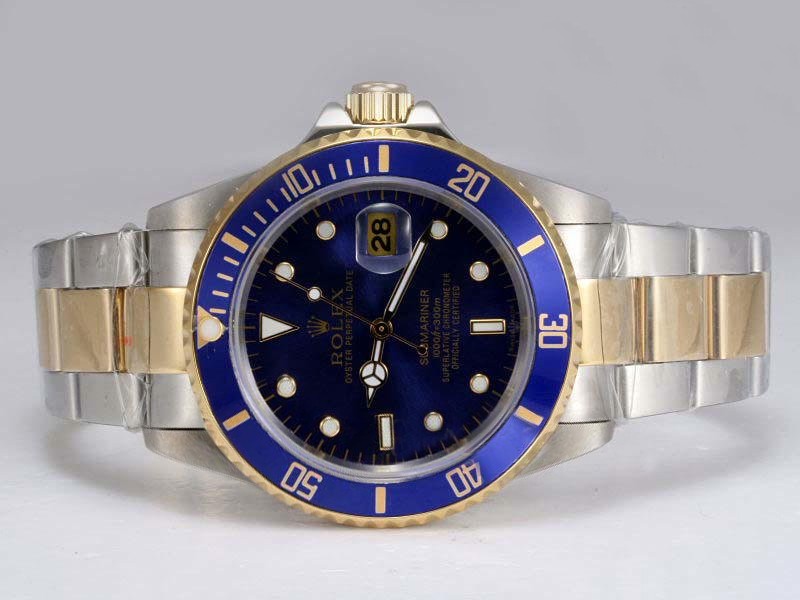 Rolex Submariner Two Tone With Blue Dial And Bezel Montre